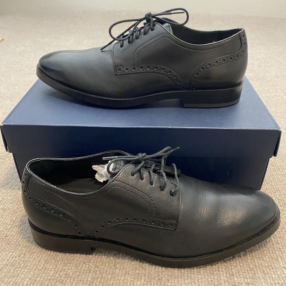 Cole Haan Grand.OS Shoes Mens Size 8 M Black Leather‎ Derby Dress Oxfords C23782